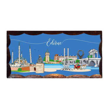 Edirne Themed Panaromic Printed Wooden Desktop Decor 53x117 mm - Myros