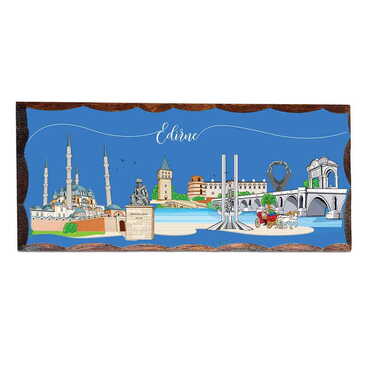 Edirne Themed Panaromic Printed Wooden Desktop Decor 75x166 mm - Myros