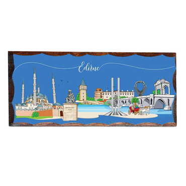 Myros - Edirne Themed Panaromic Printed Wooden Desktop Decor 75x166 mm