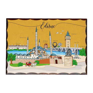 Edirne Themed Printed Wooden Desktop Decor 95x135 mm - Myros