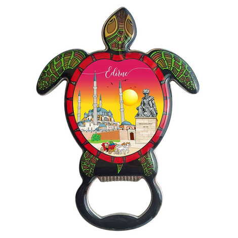 Edirne Themed Turtle Shaped Metal Magnetic Bottle Opener 103x75 mm