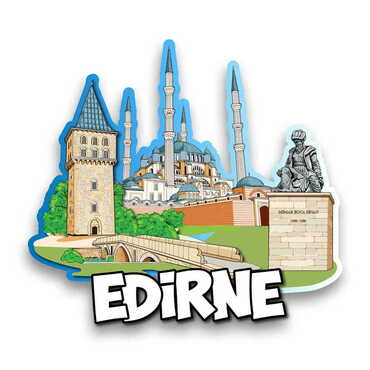 Myros - Edirne Themed Wooden Customised 2D Souvenir Fridge Magnet