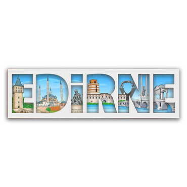 Edirne Themed Wooden Customised City Name Letter Souvenir Fridge Magnet - 1