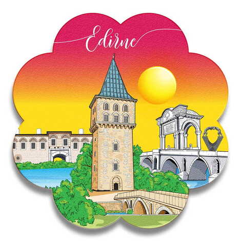 Edirne Themed Wooden Customised Daisy Travel Coaster 100 mm