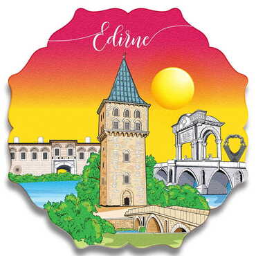 Edirne Themed Wooden Customised Starry Travel Coaster 100 mm - Myros
