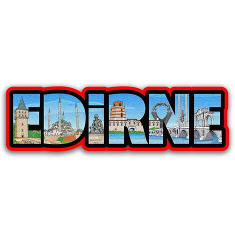 Edirne Themed Wooden UV Printed City Name Letter Fridge Magnet - 1