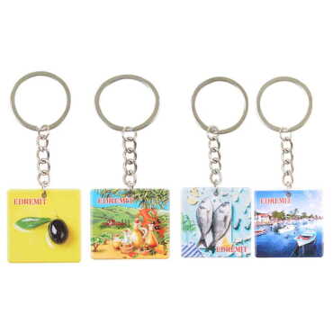 Edremit Themed UV Printed Square Keychain 40x108 mm