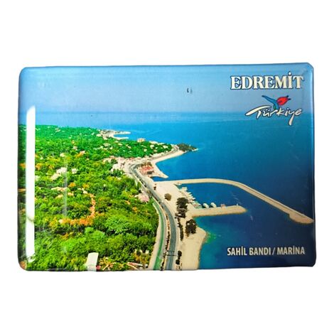 Edremit Themed Epoxy Dome Rectangle Souvenir Fridge Magnet 80x55 cm