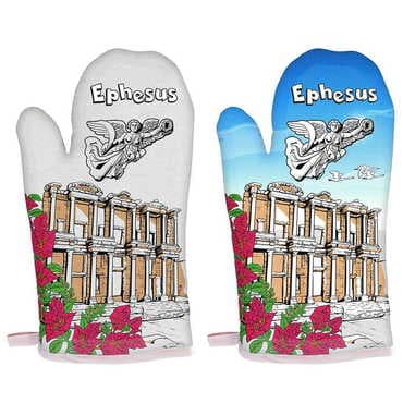 Ephesus Themed Customised Digital Printed Kitchen Glove 300x150 mm - 2