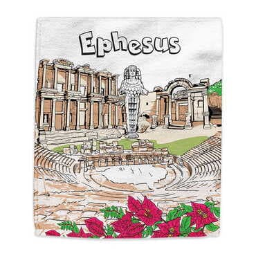 Ephesus Themed Customised Digital Printed Tea Towel 500x300 mm