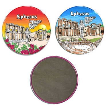 Ephesus Themed Customised Metal Tin Coaster 90 mm