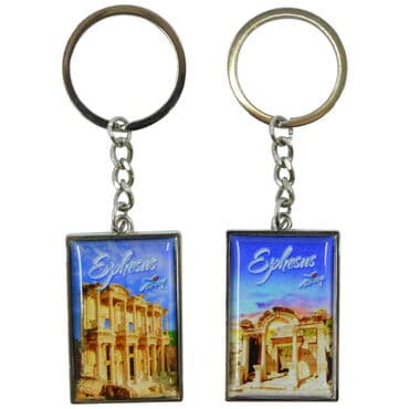 Ephesus Themed Metal Rectangle Keychain 30x100 mm - 3
