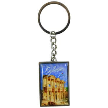 Ephesus Themed Metal Rectangle Keychain 30x100 mm - 5