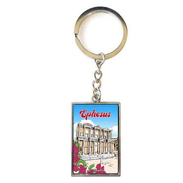 Ephesus Themed Metal Rectangle Keychain 30x100 mm - 6