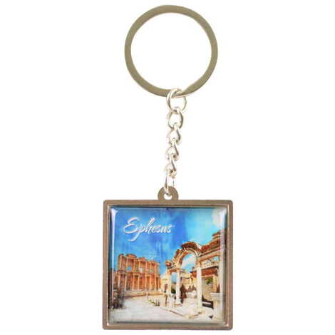 Toptan Efes Temalı Myros Metal Kare Anahtarlık 36x95 mm - 3