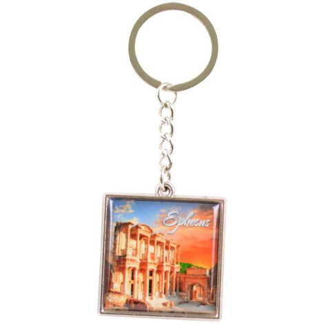 Toptan Efes Temalı Myros Metal Kare Anahtarlık 36x95 mm - 4