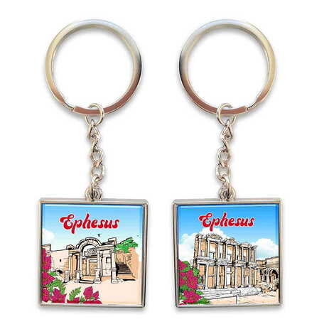 Toptan Efes Temalı Myros Metal Kare Anahtarlık 36x95 mm - 8