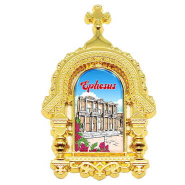 Toptan Efes Temalı Myros Metal Kilise Magnet 45x75 mm - Thumbnail