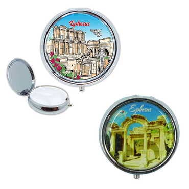 Ephesus Themed Customised Epoxy Round Pill Box 50x15 mm - 4