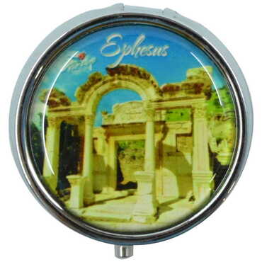 Ephesus Themed Customised Epoxy Round Pill Box 50x15 mm - 5