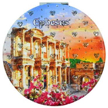 Toptan Efes Temalı Myros Yuvarlak Pu Ayna - 5