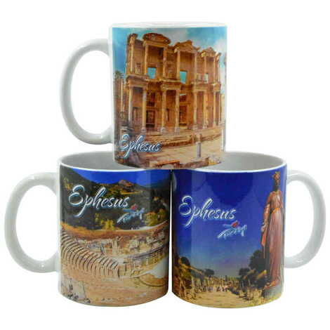 Toptan Efes Temalı Seramik Özel Baskılı Kupa 80x95 mm - 4