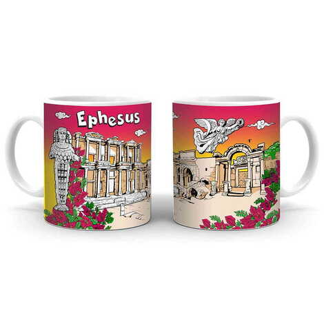Toptan Efes Temalı Seramik Özel Baskılı Kupa 80x95 mm - 8