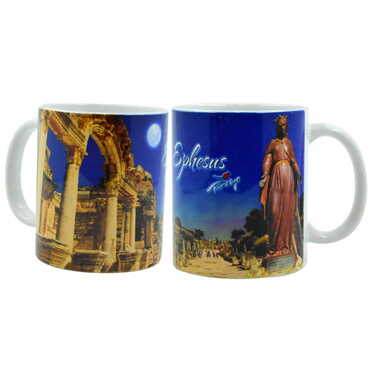 Toptan Efes Temalı Seramik Özel Baskılı Kupa 80x95 mm - Myros