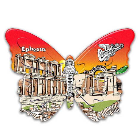 Toptan Efes Temalı Uv Baskılı Kelebek Şekilli Magnet 80x58 mm - 1