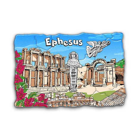 Toptan Efes Temalı Uv Baskılı Mozaik Magnet 80x50 mm - 1