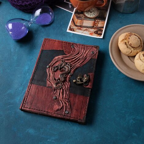 Toptan Ejderha Temalı Orta Boy Deri Defter - 1