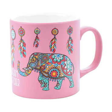 Elephant Themed Ceramic Custom Printed Mug - Thumbnail