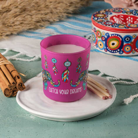 Elephant Themed Glass Candle Holder - 2