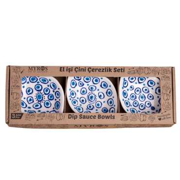 Embossed Evil Eye Leaf Snack Bowl Set of 3 in Gift Box - Myros