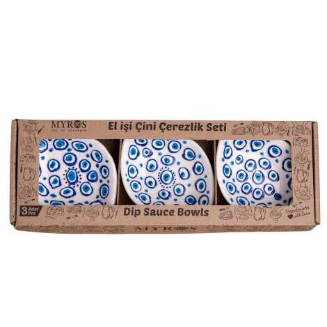 Embossed Evil Eye Leaf Snack Bowl Set of 3 in Gift Box - 1