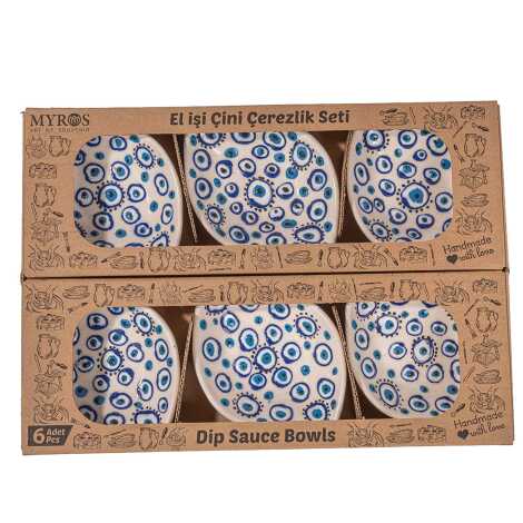 Embossed Evil Eye Six-Piece Boxed Leaf Snack Bowl Set - 1