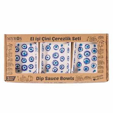 Embossed Evil Eye Triple Boxed Rectangular Snack Bowl - Myros