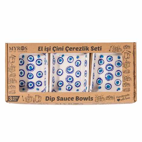 Embossed Evil Eye Triple Boxed Rectangular Snack Bowl - 1