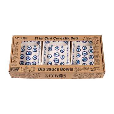Embossed Evil Eye Triple Boxed Rectangular Snack Bowl - 2