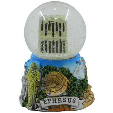 Myros - Ephesus Polyester Blue Color Snow Globe 45Mm