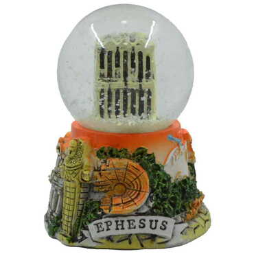 Myros - Ephesus Polyester Orange Color Snow Globe 45Mm