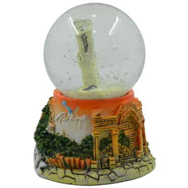 Ephesus Polyester Orange Color Snow Globe 45Mm - Thumbnail