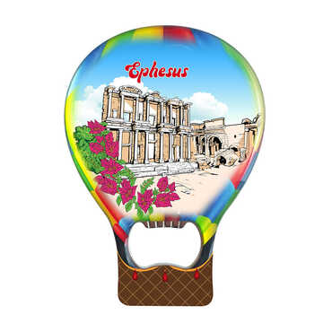 Ephesus Themed Baloon Shaped Metal Magnetic Bottle Opener 102x73 mm - Thumbnail