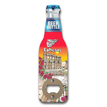 Ephesus Themed Beer Bottle Shaped Printed MDF Wooden Bottle Opener 200x59 mm - Myros