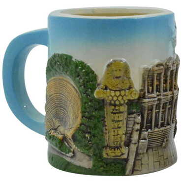 Ephesus Themed Blue Ceramic Mug - Thumbnail