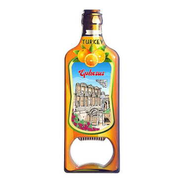Ephesus Themed Bottle Shaped Metal Magnetic Bottle Opener 115x39 mm - Myros