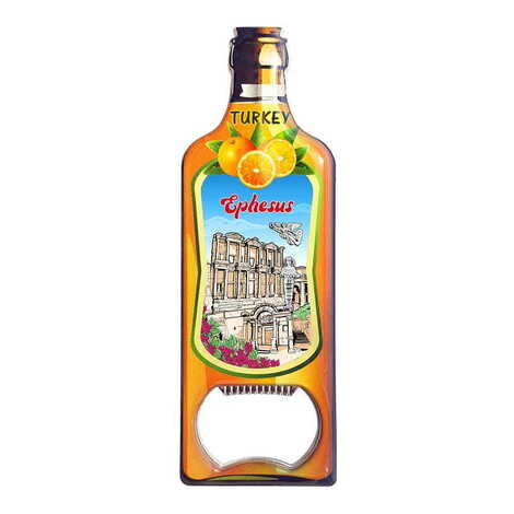 Ephesus Themed Bottle Shaped Metal Magnetic Bottle Opener 115x39 mm - 1