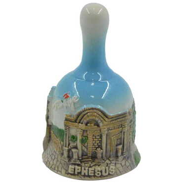 Ephesus Themed Ceramic Blue Bell Small Size - Thumbnail