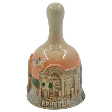 Myros - Ephesus Themed Ceramic Brown Bell Small Size