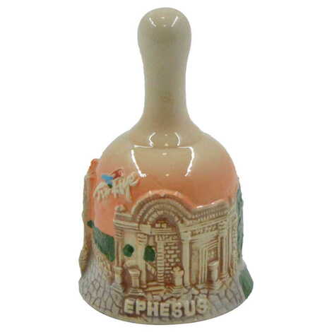 Ephesus Themed Ceramic Brown Bell Small Size